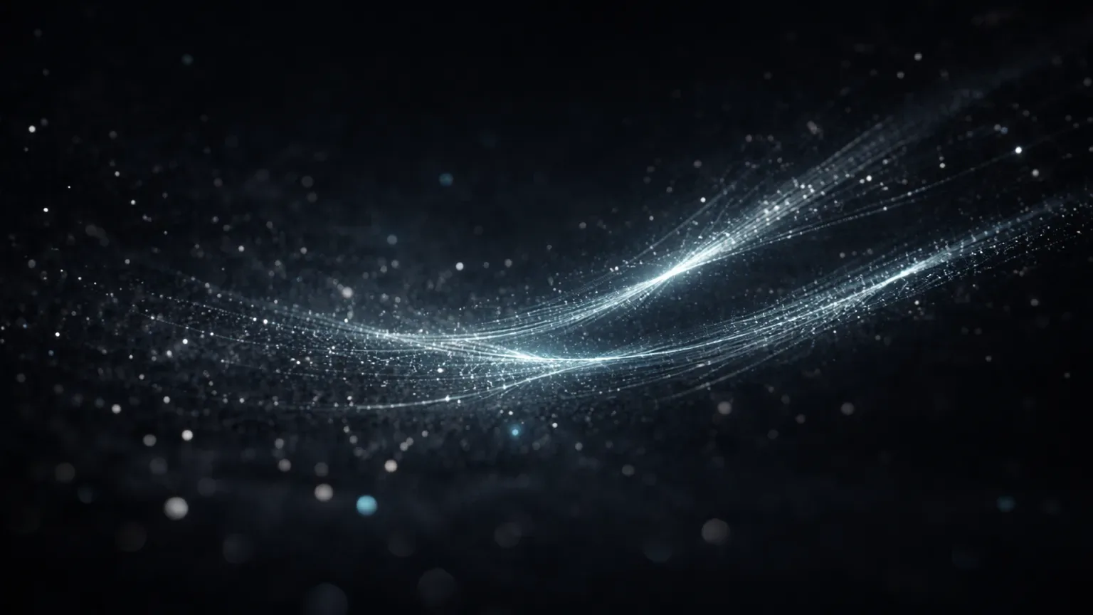 Minimal field of dark suspended particles converging into three clean luminous paths
