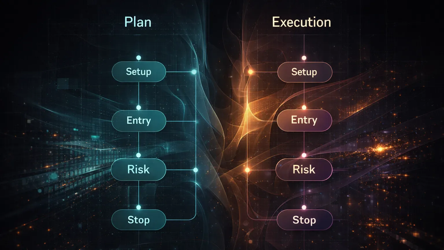 Diagram showing the gap between a trader’s plan and emotionally distorted execution