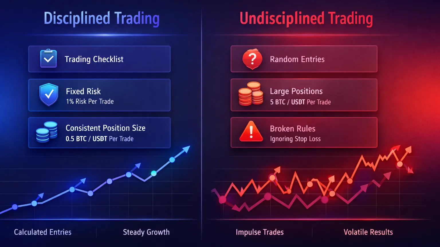 Disciplined vs undisciplined crypto trading behavior comparison