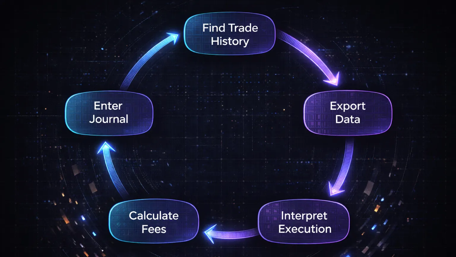 Diagram showing repeated manual steps required to log trades