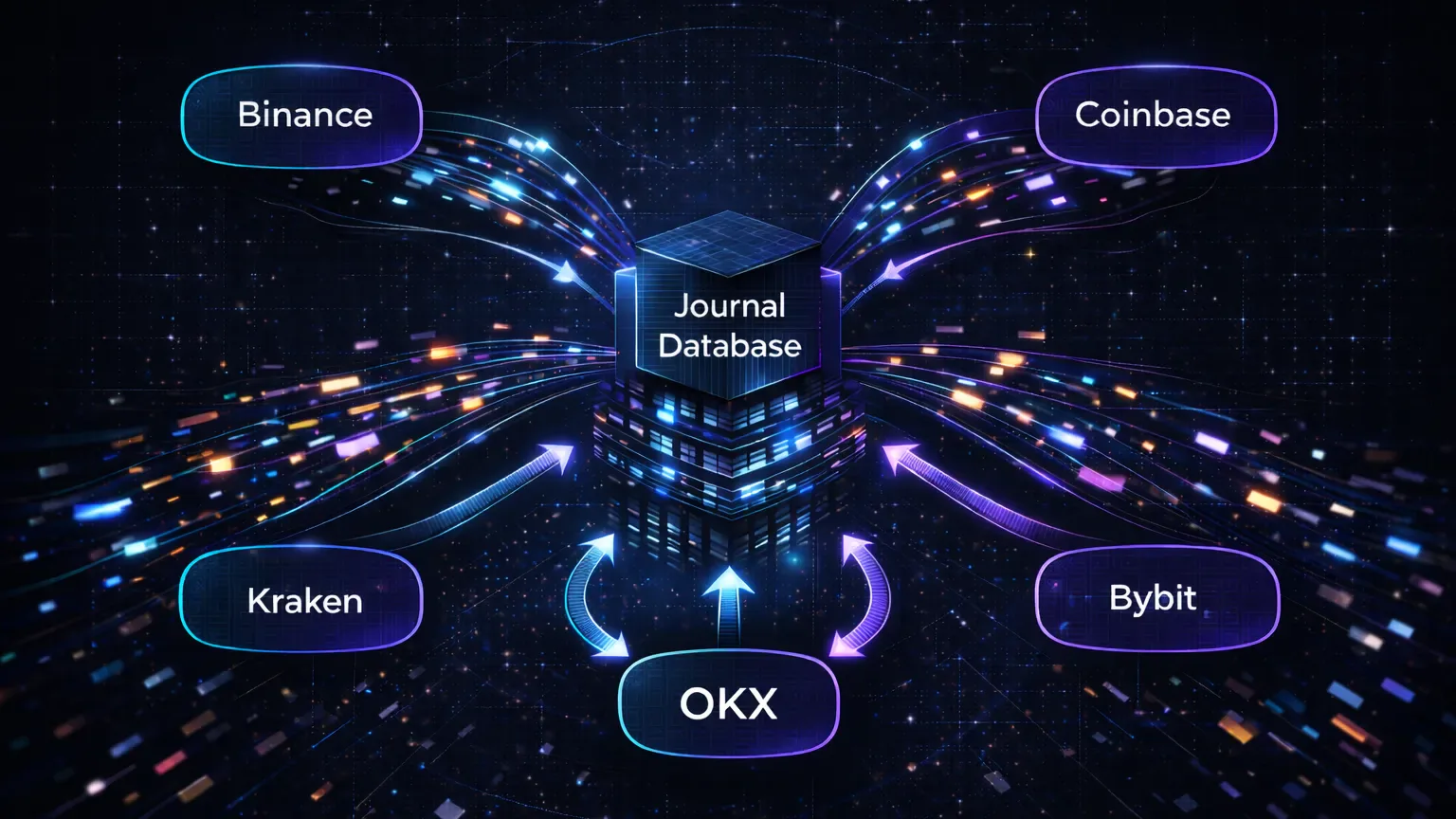 Diagram illustrating API connection between exchange and trading journal