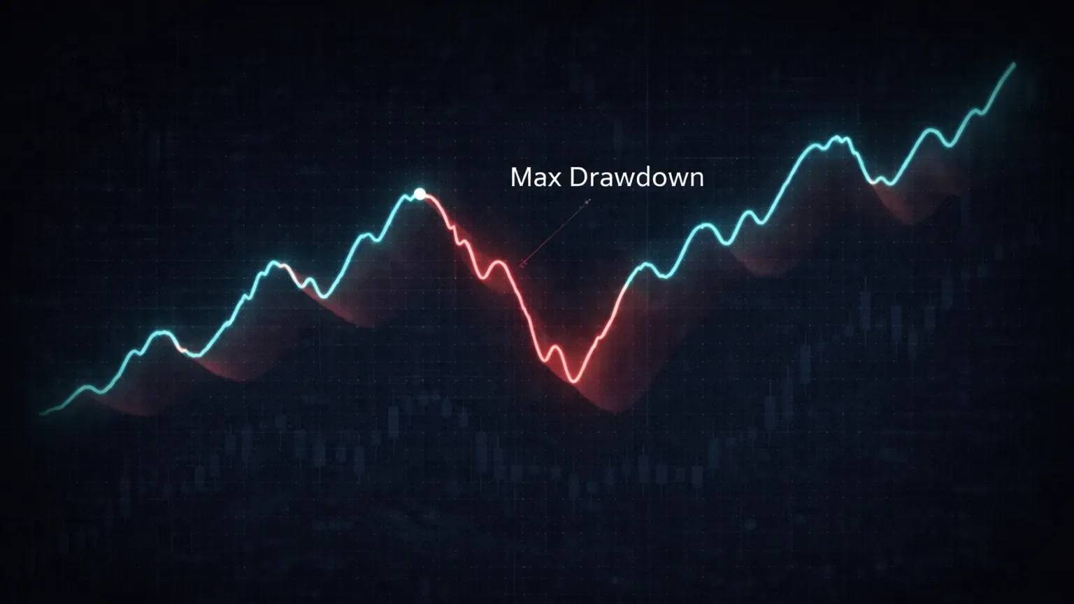 Equity chart highlighting maximum drawdown among multiple declines