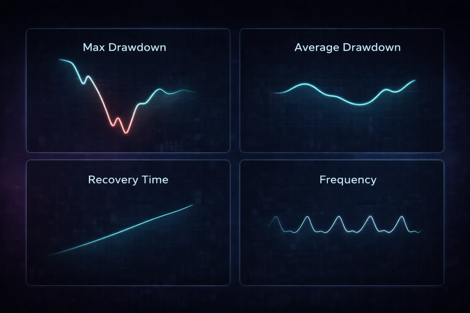 Drawdown statistics overview diagram showing key metrics relationships