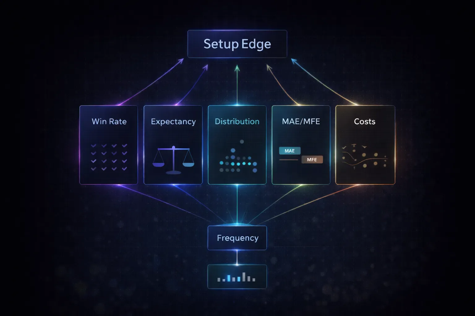 Visual map of setup metrics showing why win rate alone can mislead in crypto trading