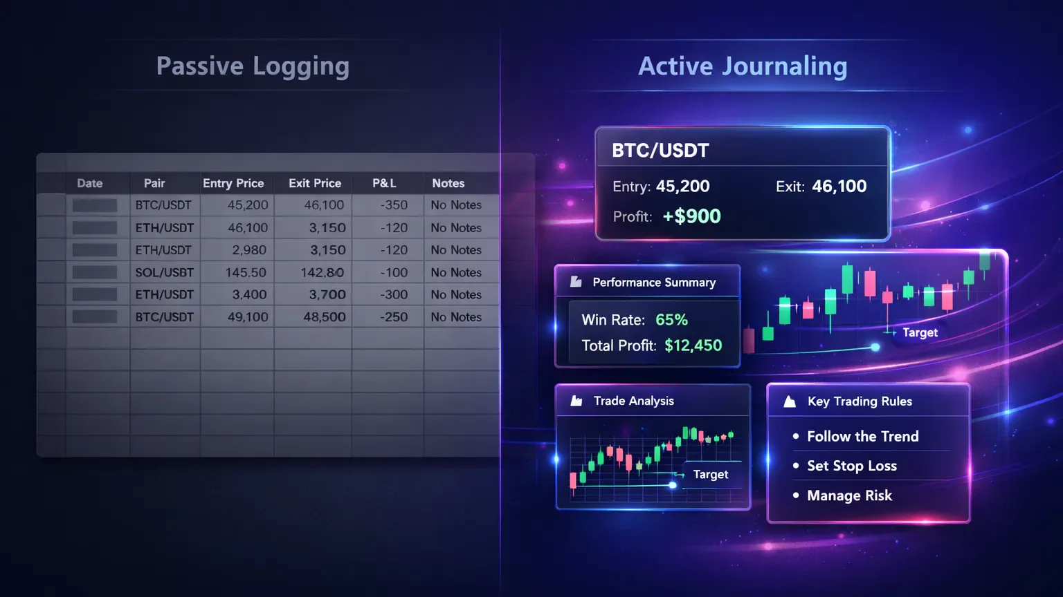 Difference between logging trades and real journaling insight