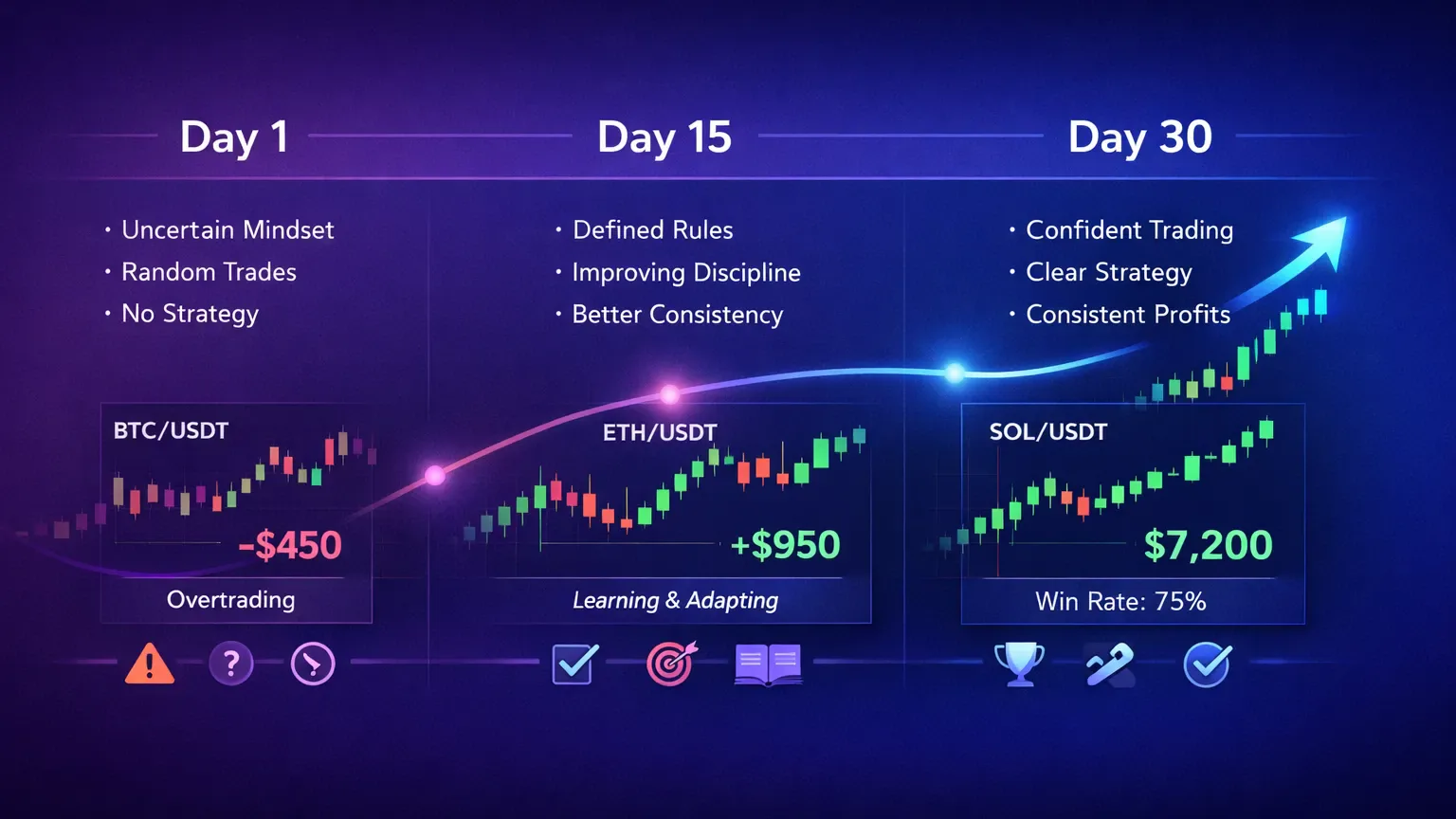 One month trading journal progress visualization