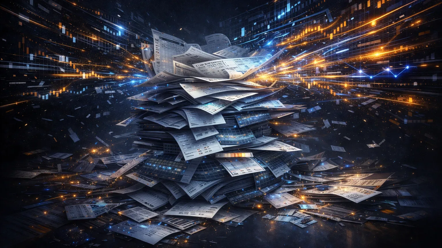 Conceptual illustration of fragmented crypto trade records breaking a manual trading journal