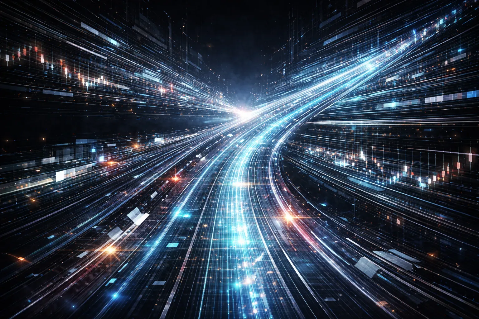 Abstract automated system absorbing complex crypto trade signals and organizing them into structured data flow