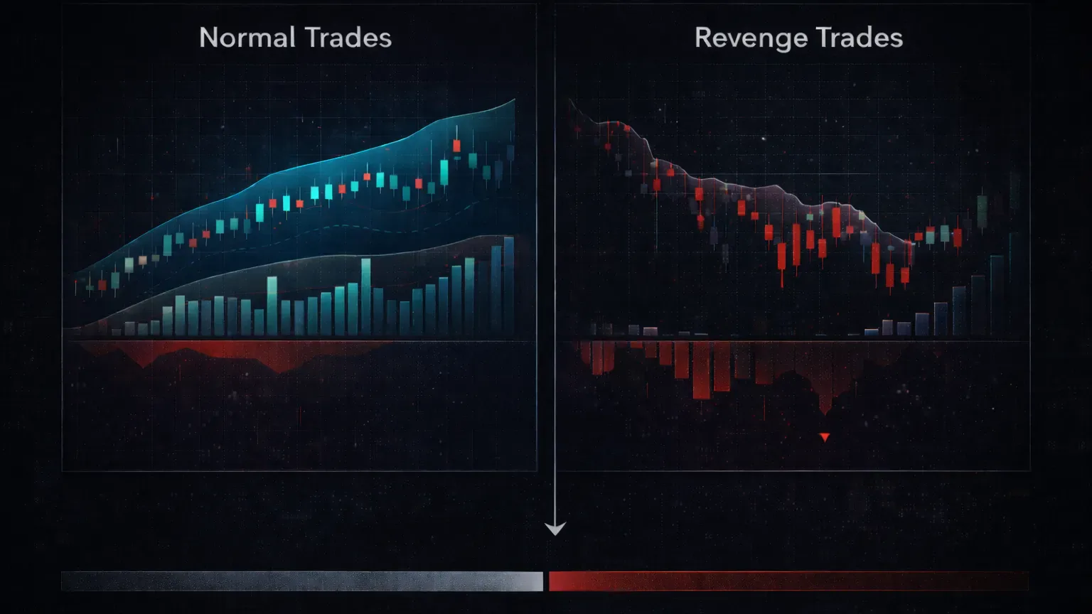 Data comparison between normal trades and revenge trades showing expectancy gap