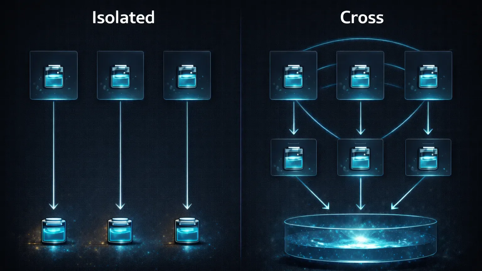 Cross vs isolated margin diagram showing two different risk structures in crypto futures.
