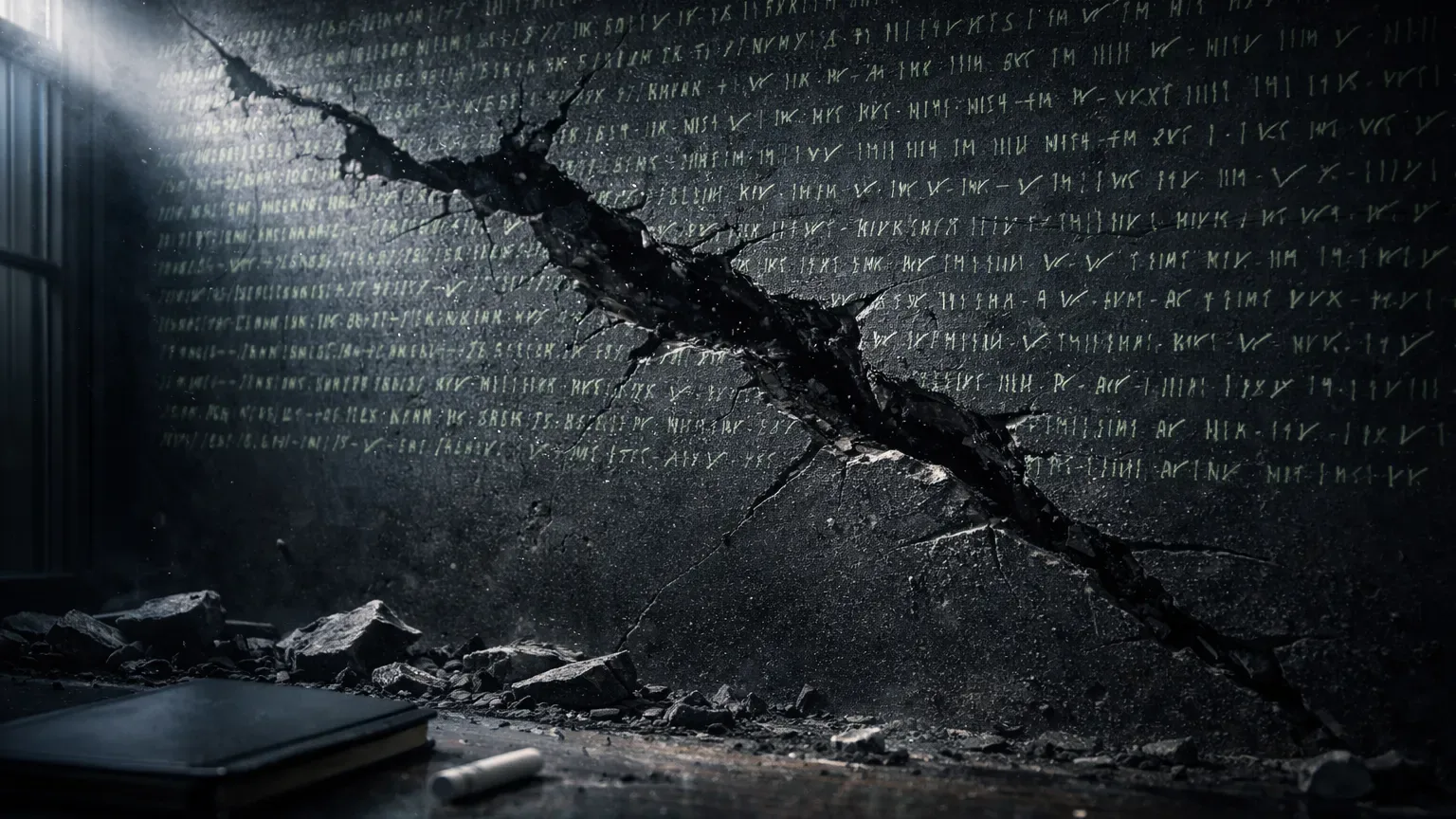 Many small crypto trading wins erased by one oversized loss in a dense cinematic metaphor scene